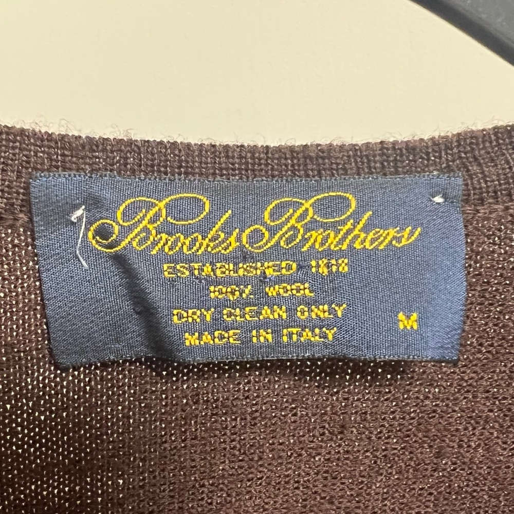 BROOKS BROTHERS 100% Wool Brown Short Sleeve Sweater, M - Picture 10 of 10